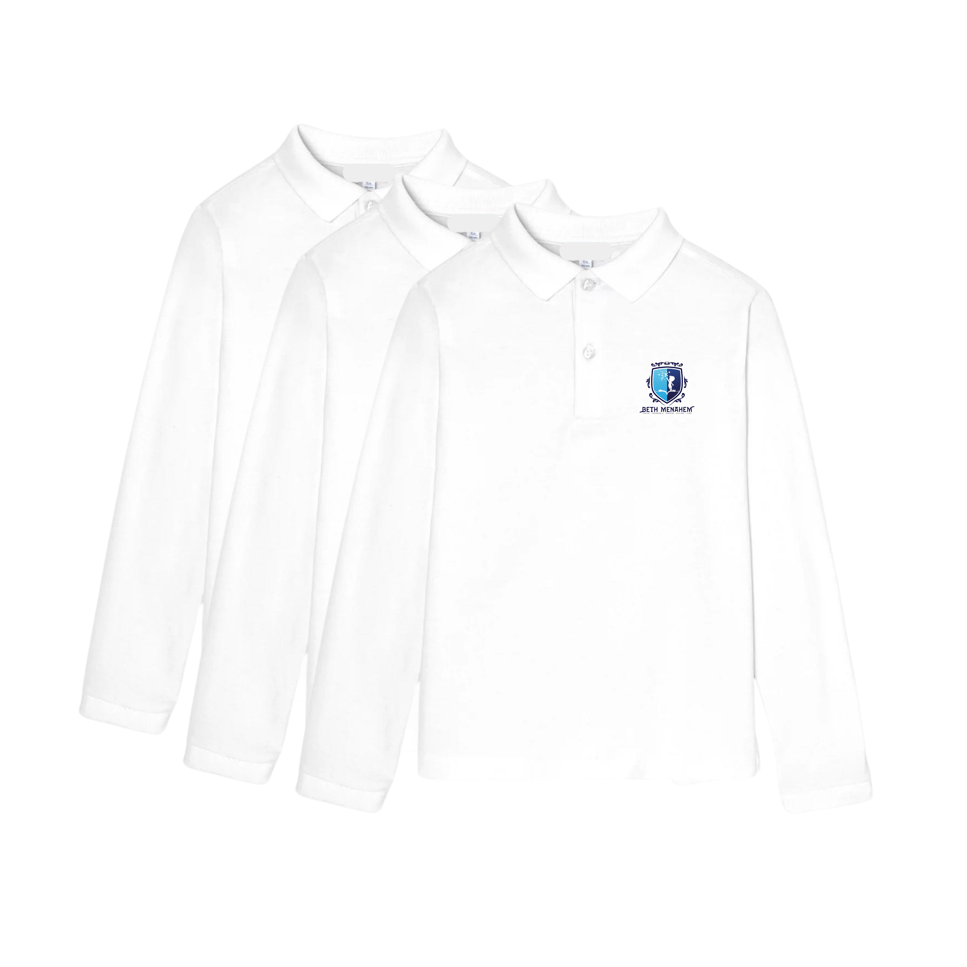 Pack de 3 Polos à Manches longues Blanc - Collège Garçon
