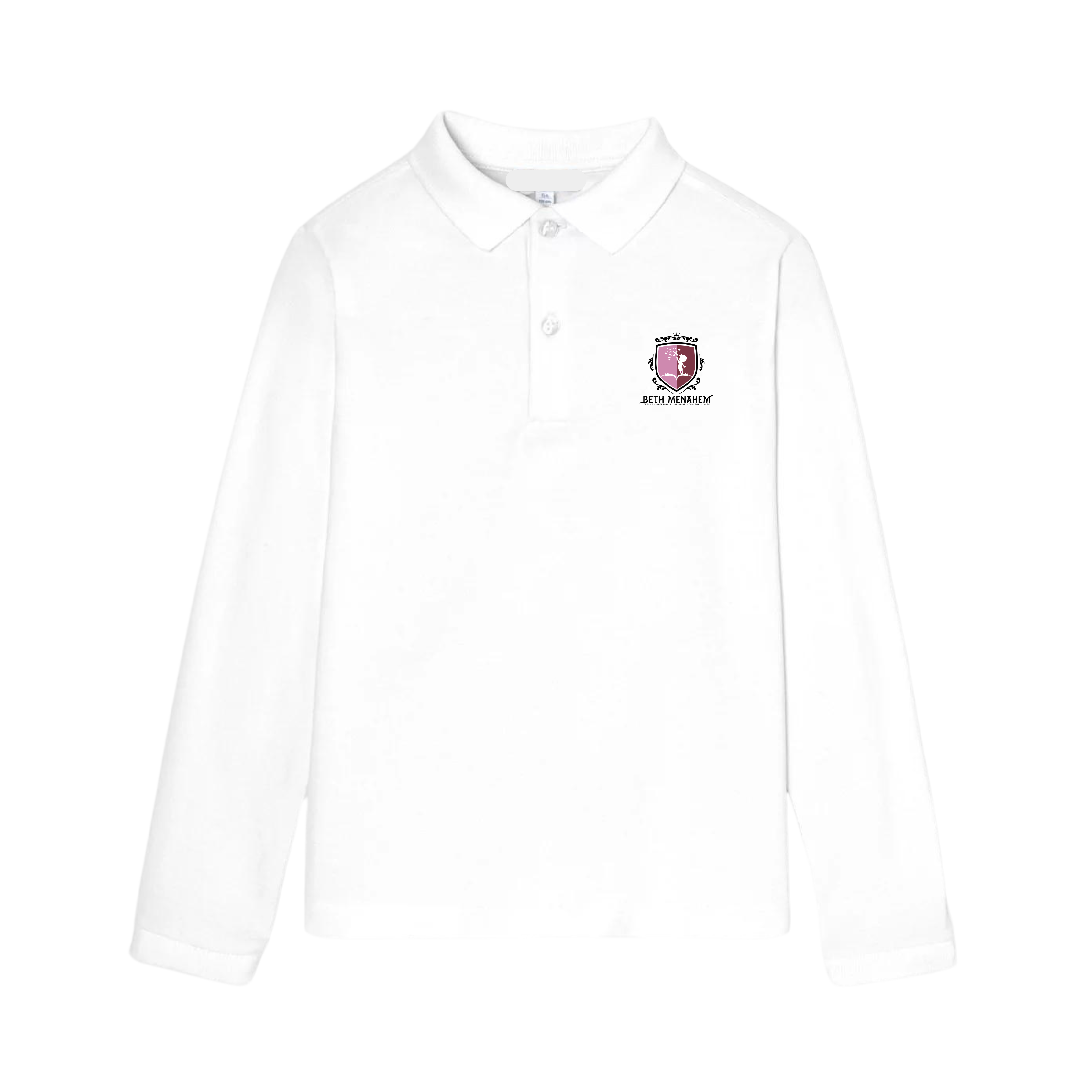 Polo à Manches longues Blanc - Collège Fille