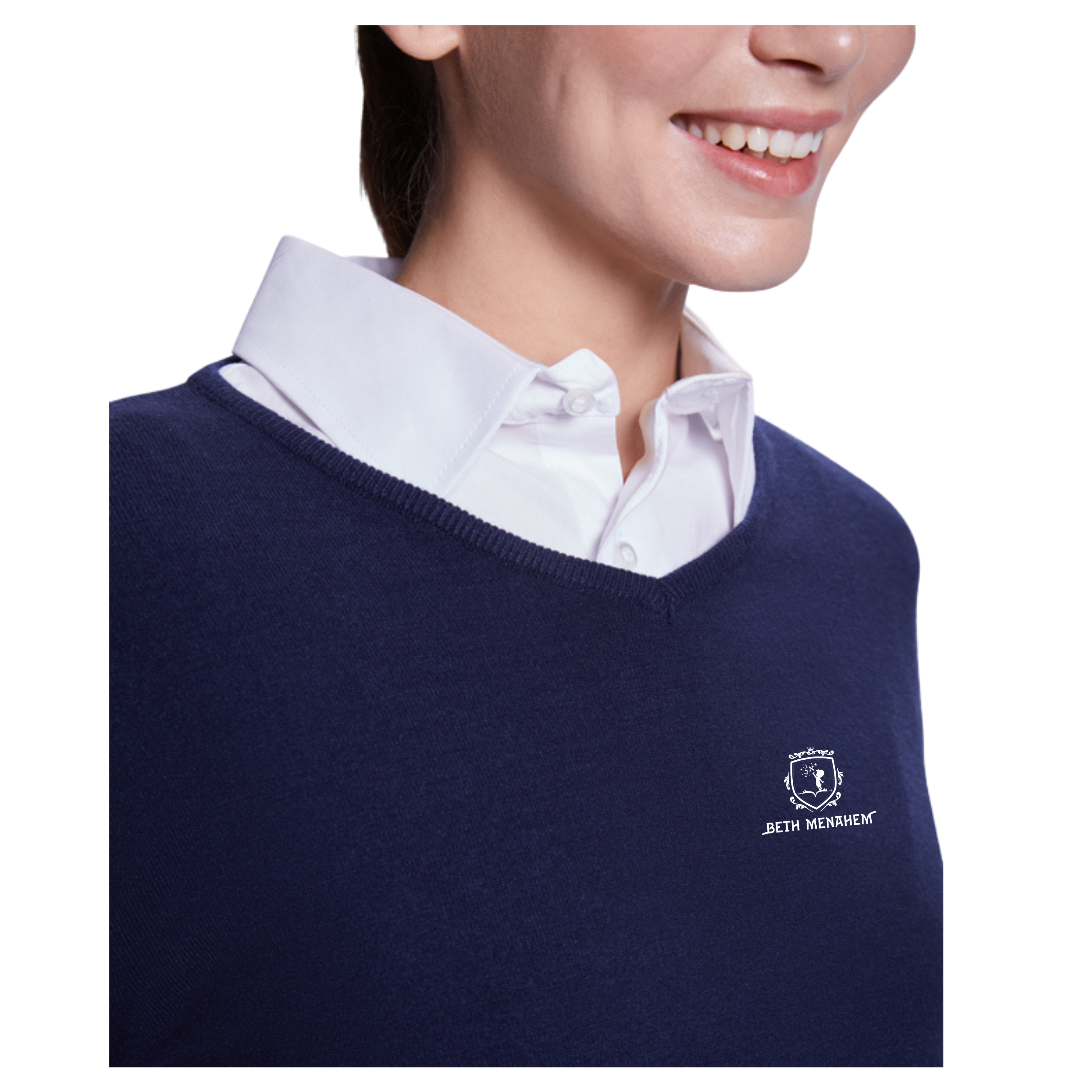 Pull col V bleu marine - Collège Fille – Image 2