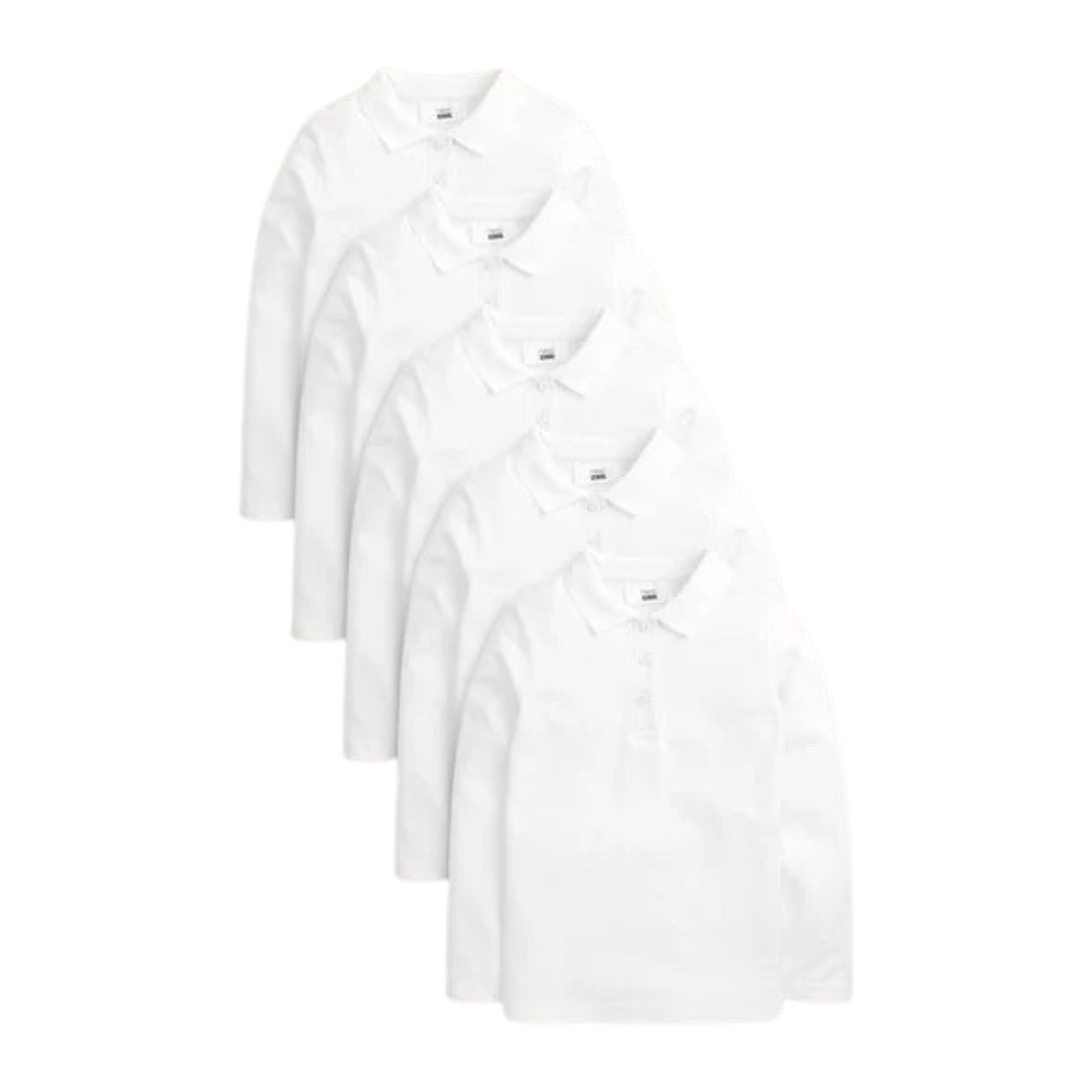 Pack de 5 Polos à Manches longues Blanc - Primaire Fille
